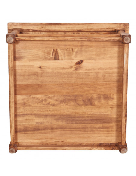 Tavolino da fumo  Country in legno massello di tiglio finitura naturale 90x90x45 cm