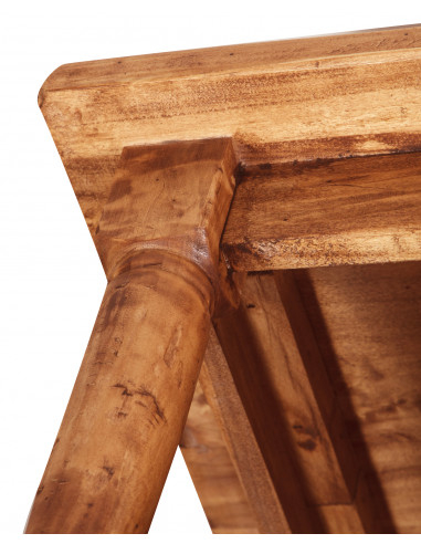 Mesa de centro country em madeira maciça de limão, acabamento natural 90x90x45 cm Mesa de centro country em madeira maciça de limão, acabamento natural 90x90x45 cm