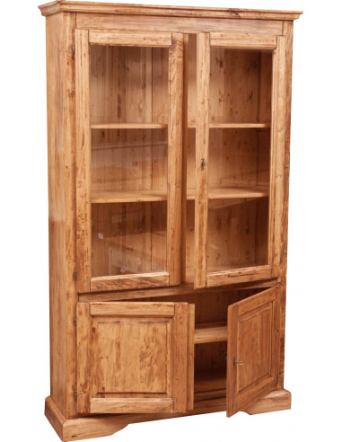 Vetrina Country in legno massello di tiglio finitura naturale 120x37x197 cm Vetrina Country in legno massello di tiglio finitura naturale 120x37x197 cm