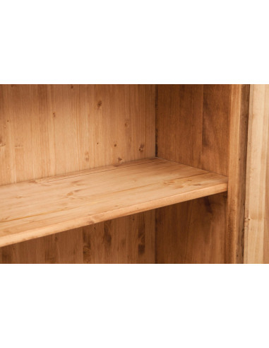 Country Showcase em madeira maciça de acabamento natural de Linden 120x37x197 cm Country Showcase em madeira maciça de acabamento natural de Linden 120x37x197 cm