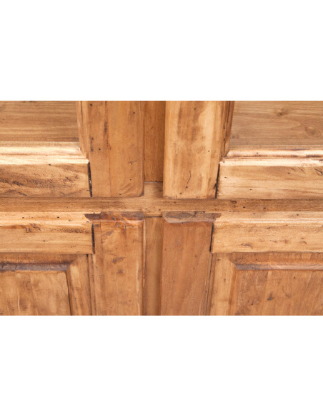 Vetrina Country in legno massello di tiglio finitura naturale 120x37x197 cm