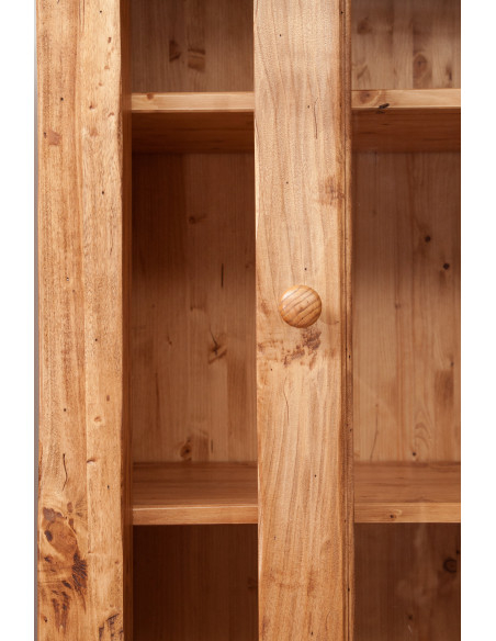 Credenza Country in legno massello di tiglio finitura naturale 142x50x225 cm