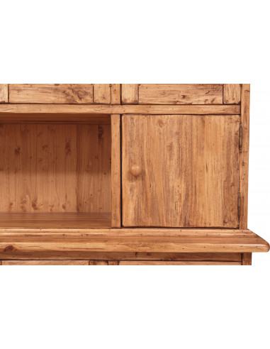 Vetrina Country in legno massello di tiglio finitura naturale 156x50x200 cm Vetrina Country in legno massello di tiglio finitura naturale 156x50x200 cm