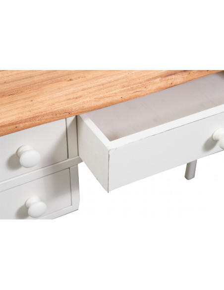 Tavolino scrittoio in legno massello di tiglio particolare del cassetto artigianale - Biscottini.it