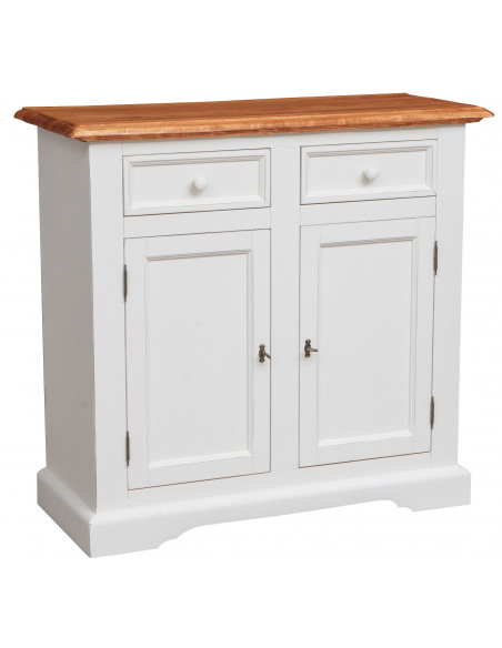 Estrutura de madeira sólida plano natural branco L110xPR45xH103 cm - Biscottini.it