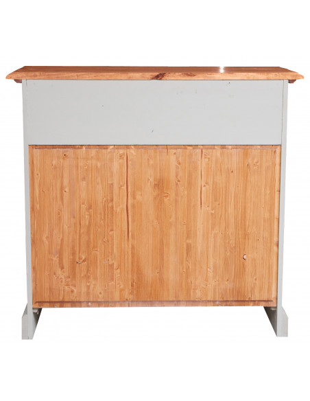 Credenza in legno massello di tiglio struttura bianca anticata piano naturale: foto del retro- Biscottini.it