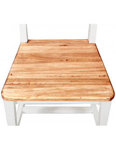 Cadeira country com estrutura em faia com acabamento branco e assento em madeira maciça de limão, acabamento natural C45xDP43xA9 Cadeira country com estrutura em faia com acabamento branco e assento em madeira maciça de limão, acabamento natural C45xDP43xA9