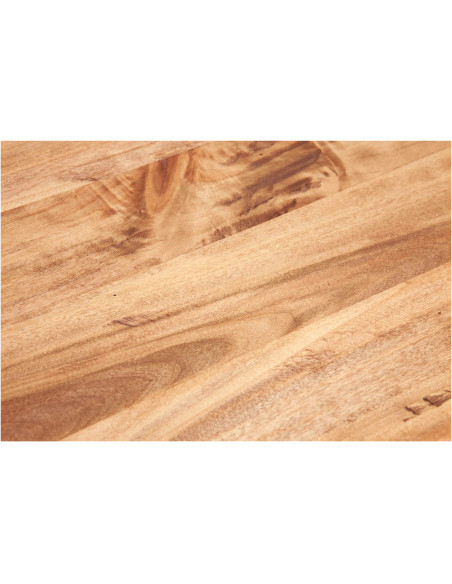 Mesa consola country em madeira maciça de limão, estrutura branca antiga, acabamento natural 73x36x75 cm