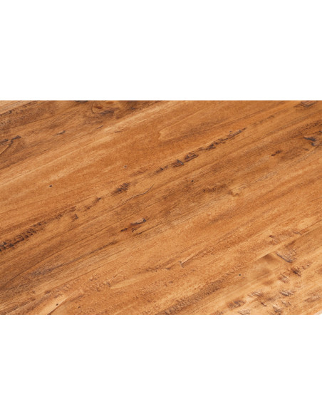 Móvel de TV country em madeira maciça de limão com estrutura branca antiga e tampo natural 129x40x60 cm