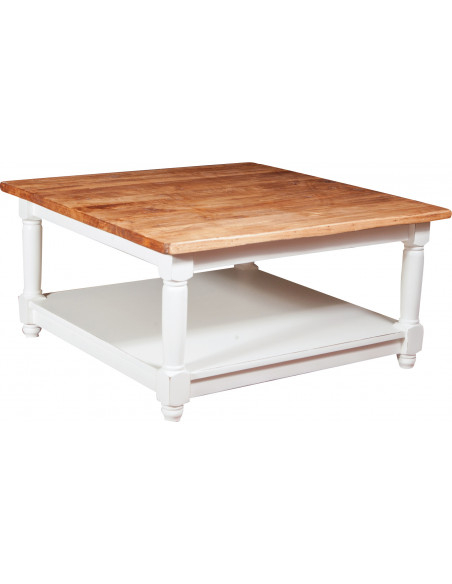 Tavolino da fumo  Country in legno massello di tiglio finitura noce 90x90x45 cm