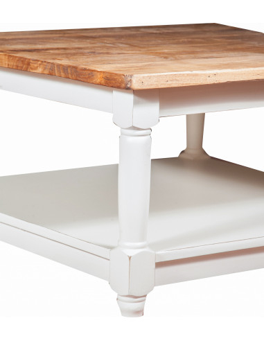 Mesa de centro country em madeira maciça de limão, acabamento em nogueira, 90x90x45 cm Mesa de centro country em madeira maciça de limão, acabamento em nogueira, 90x90x45 cm