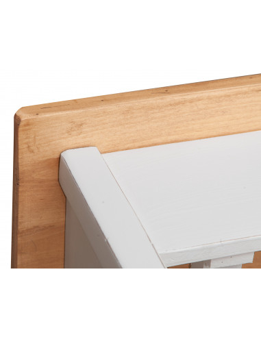 Mobile porta tv Country in legno massello di tiglio struttura bianca anticata piano naturale 110x40x50 cm Mobile porta tv Country in legno massello di tiglio struttura bianca anticata piano naturale 110x40x50 cm