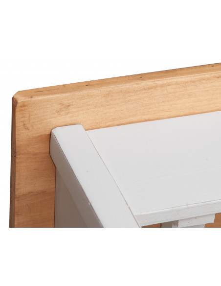 Móvel de TV country em madeira maciça de limão com estrutura branca antiga e tampo natural 110x40x50 cm