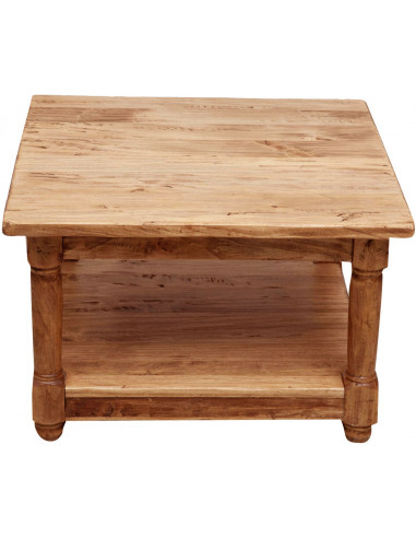 Mesa de centro country em madeira maciça de limão, acabamento natural 70x70x45 cm Mesa de centro country em madeira maciça de limão, acabamento natural 70x70x45 cm