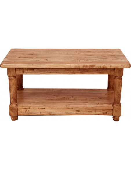 Mesa de fumar country em madeira maciça de cal, acabamento natural 90x50x45 cm