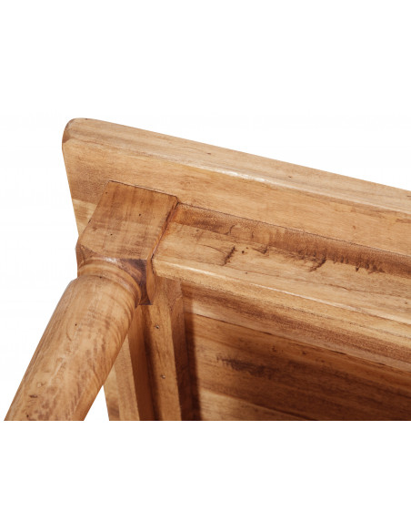 Mesa de fumar country em madeira maciça de cal, acabamento natural 90x50x45 cm