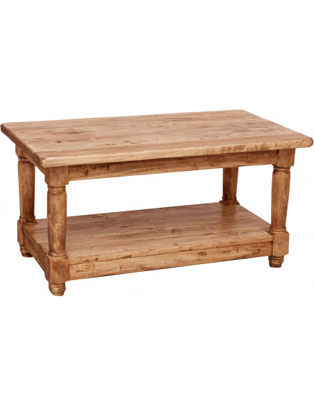 Mesa de fumar country em madeira maciça de cal, acabamento natural 90x50x45 cm