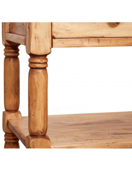 Tavolino Country in legno massello di tiglio finitura naturale 80x38x80 cm