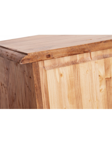 Cassettiera Country in legno massello di tiglio finitura naturale 170x40x100 cm