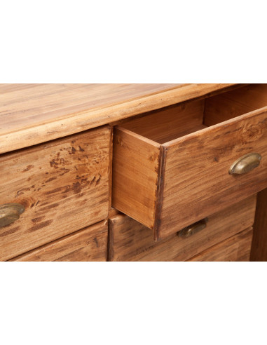 Cassettiera Country in legno massello di tiglio finitura naturale 170x40x100 cm Cassettiera Country in legno massello di tiglio finitura naturale 170x40x100 cm