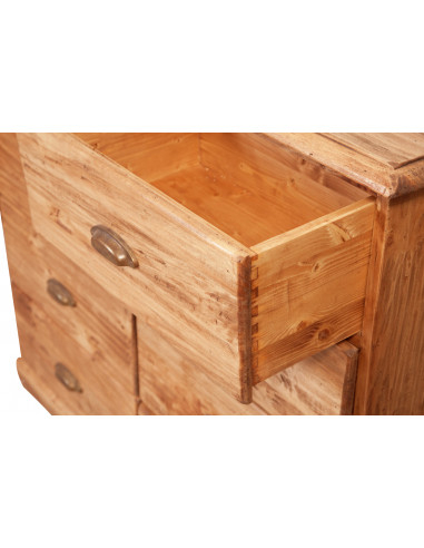 Cassettiera Country in legno massello di tiglio finitura naturale 116x41x100 cm Cassettiera Country in legno massello di tiglio finitura naturale 116x41x100 cm
