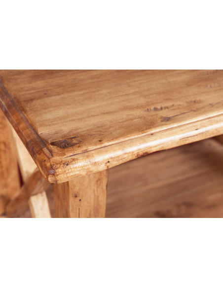 Mesa de cabeceira country em madeira maciça de limão, acabamento natural 56x36x66 cm