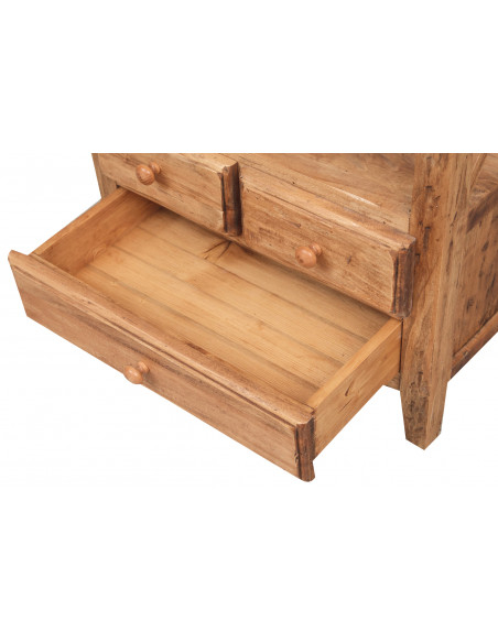 Mesa de cabeceira country em madeira maciça de limão, acabamento natural 56x36x66 cm