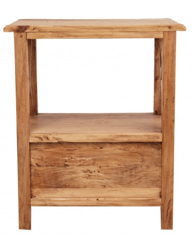 Comodino Country in legno massello di tiglio finitura naturale 56x36x66 cm Comodino Country in legno massello di tiglio finitura naturale 56x36x66 cm