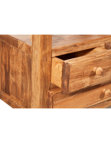 Comodino Country in legno massello di tiglio finitura naturale 56x36x66 cm Comodino Country in legno massello di tiglio finitura naturale 56x36x66 cm