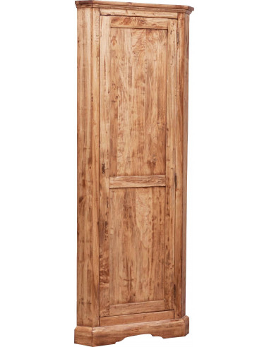 Angoliera Country in legno massello di tiglio finitura naturale 50x50x184 cm