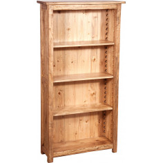 Piccola libreria Country in legno massello di tiglio finitura naturale 68x25x130 cm