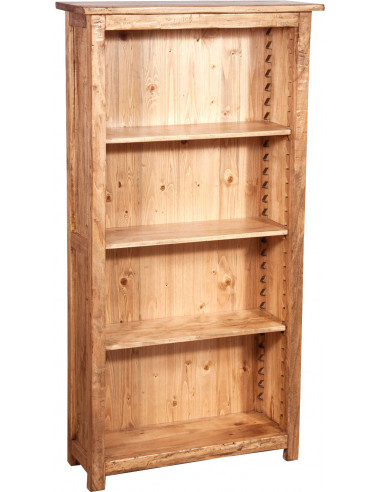 Piccola libreria Country in legno massello di tiglio finitura naturale 68x25x130 cm
