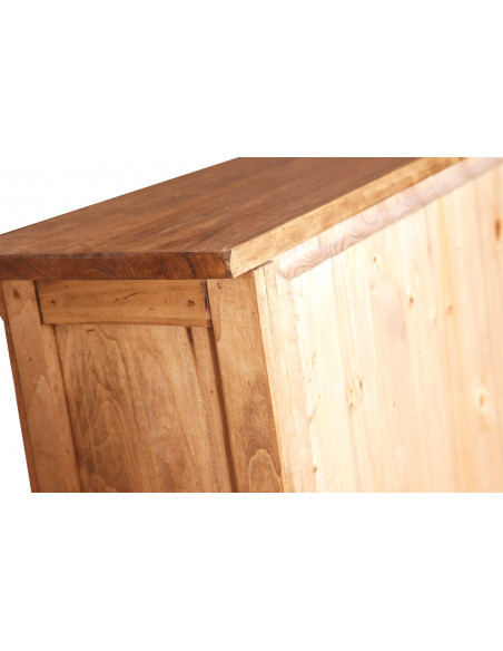 Piccola libreria Country in legno massello di tiglio finitura naturale 68x25x130 cm