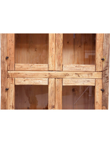 Vetrina Country in legno massello di tiglio finitura naturale 68x25x130 cm Vetrina Country in legno massello di tiglio finitura naturale 68x25x130 cm