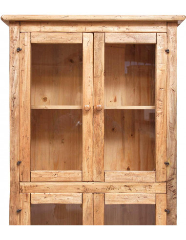 Vitrina country em madeira maciça de limão, acabamento natural 68x25x130 cm Vitrina country em madeira maciça de limão, acabamento natural 68x25x130 cm