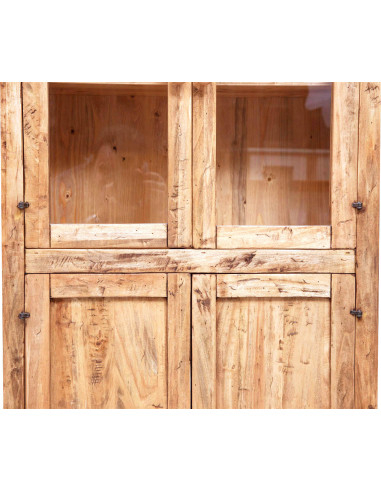 Vetrina Credenza Country in legno massello di tiglio finitura naturale 68x25x130 cm Vetrina Credenza Country in legno massello di tiglio finitura naturale 68x25x130 cm
