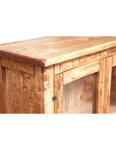 Vetrina Credenza Country in legno massello di tiglio finitura naturale 68x25x130 cm Vetrina Credenza Country in legno massello di tiglio finitura naturale 68x25x130 cm