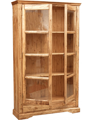Vetrina Country in legno massello di tiglio finitura naturale 109x36x180 cm Vetrina Country in legno massello di tiglio finitura naturale 109x36x180 cm