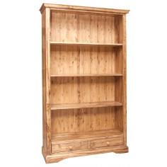 Libreria Country in legno massello di tiglio finitura naturale 109x36x180 cm
