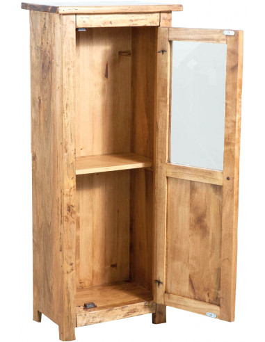 Vitrina country em madeira maciça de limão, acabamento natural 40x25x98 cm Vitrina country em madeira maciça de limão, acabamento natural 40x25x98 cm