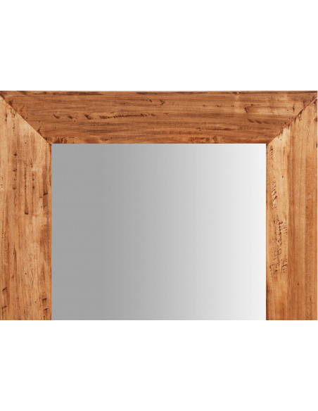 Specchiera quadrata a muro in legno massello di tiglio finitura naturale 60x3x60 cm