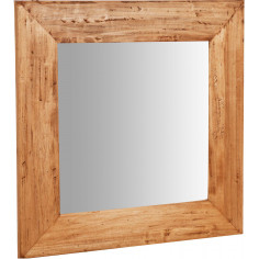 Specchiera quadrata a muro in legno massello di tiglio finitura naturale 60x3x60 cm