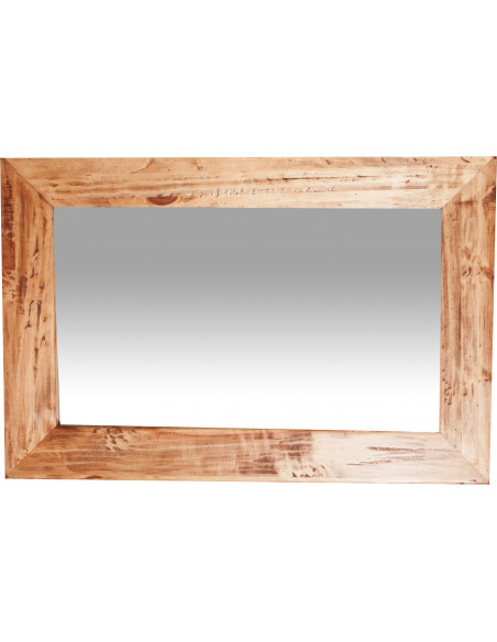 Specchiera rettangolare a muro in legno massello di tiglio finitura naturale 60x3x90 cm