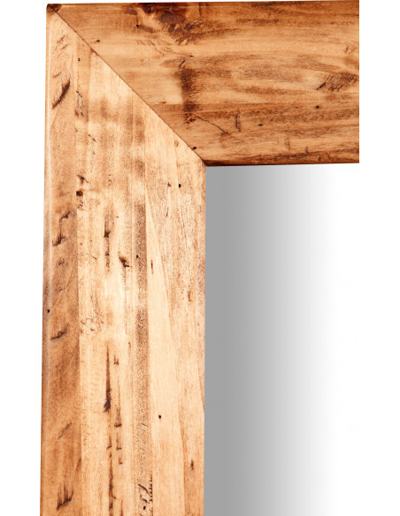 Specchiera rettangolare a muro in legno massello di tiglio finitura naturale 60x3x90 cm