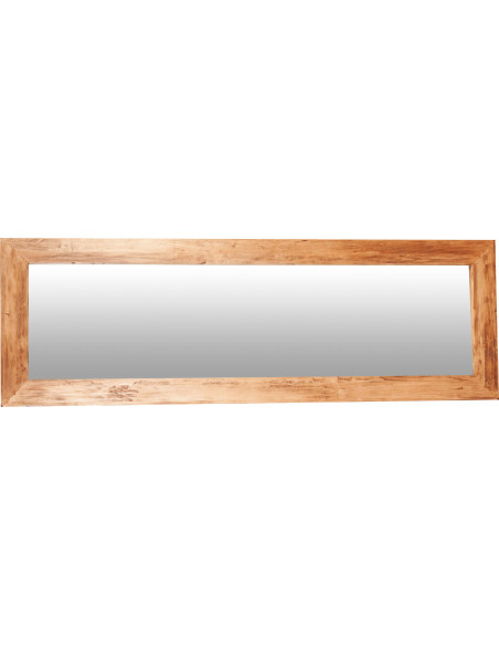 Specchiera rettangolare a muro in legno massello di tiglio finitura naturale 60x3x180 cm