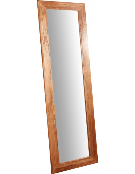 Specchiera rettangolare a muro in legno massello di tiglio finitura naturale 60x3x180 cm