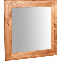 Specchiera quadrata a muro in legno massello di tiglio finitura naturale 80x3x80 cm