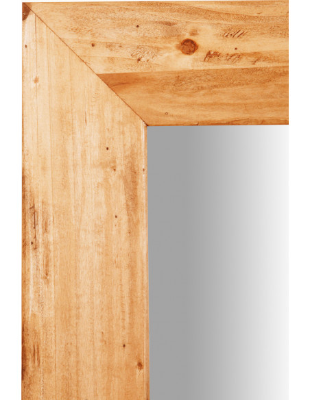 Specchiera rettangolare a muro in legno massello di tiglio finitura naturale 90x3x120 cm