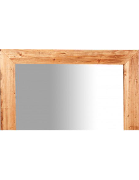 Specchiera rettangolare a muro in legno massello di tiglio finitura naturale 90x3x120 cm