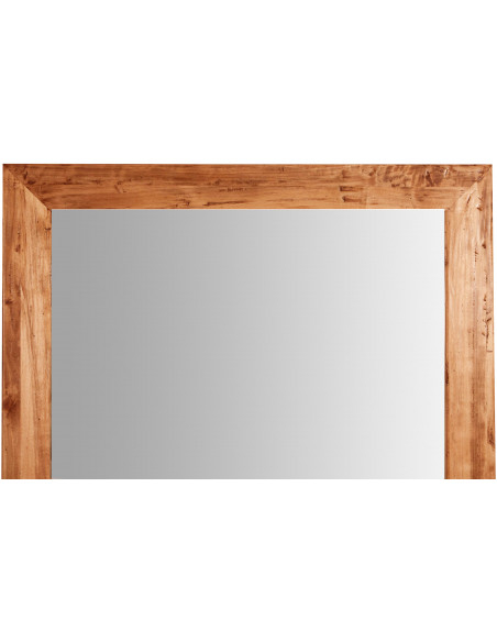 Specchiera quadrata a muro in legno massello di tiglio finitura naturale 100x3x100 cm